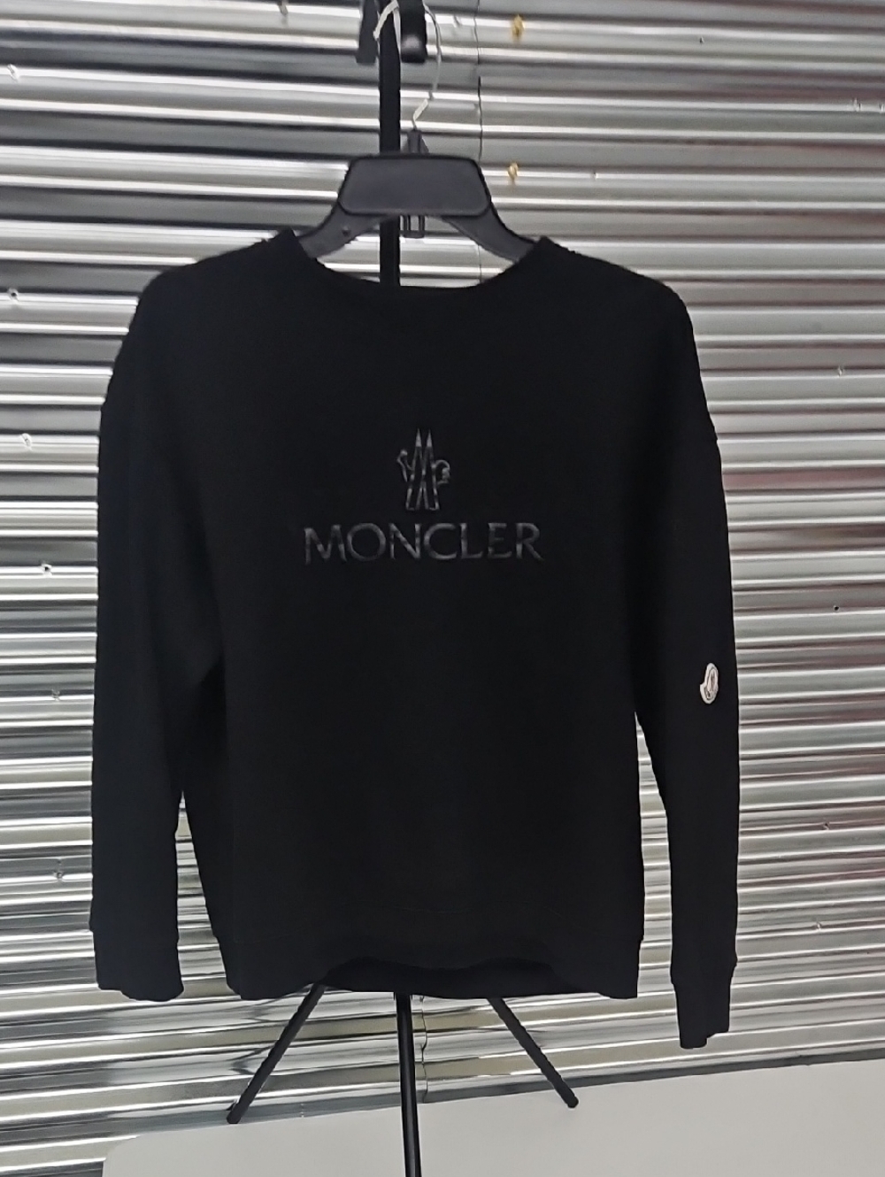 Moncler Black Tonal Logo Crewneck Sweatshirt